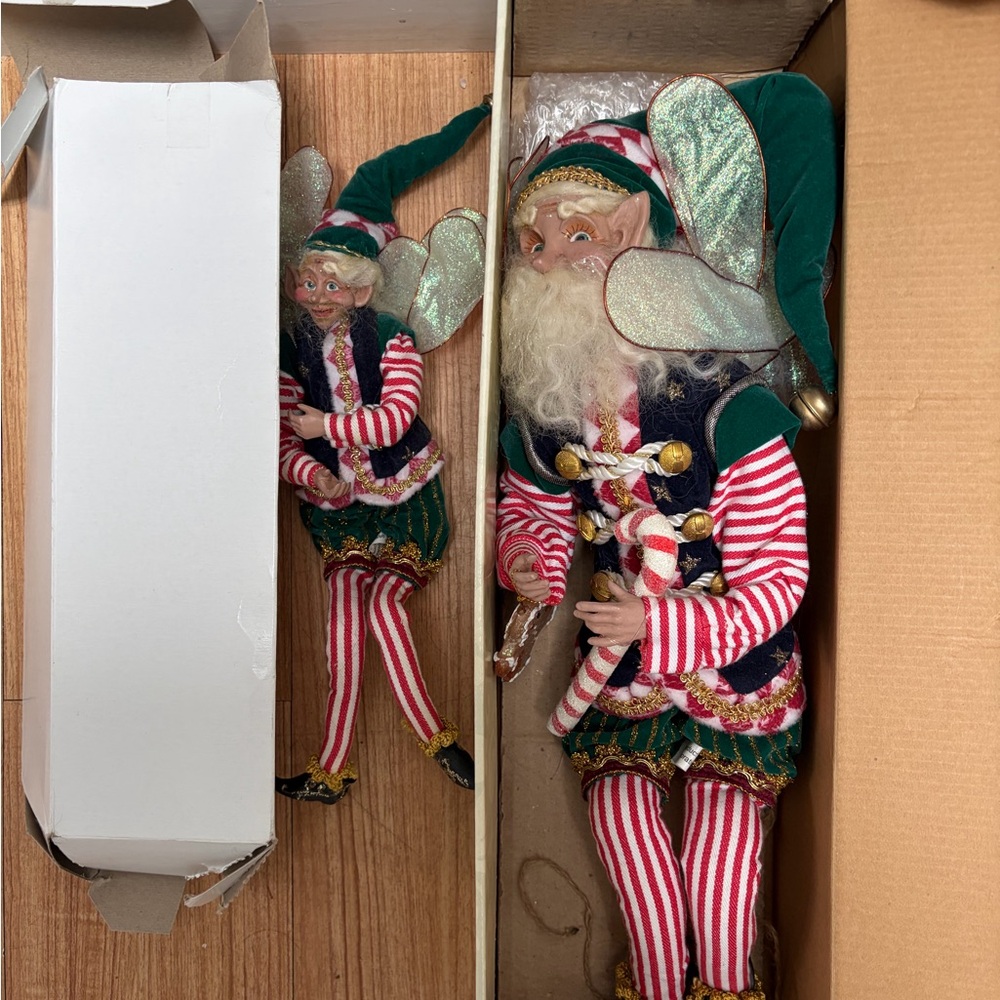 Mark Roberts Green Velvet Elf with Red-and-White Stripes